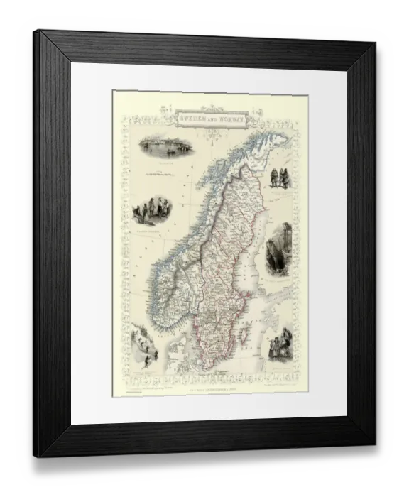 Framed Print : Sweden & Norway 1851 Framed Print : Sweden & Norway 1851
