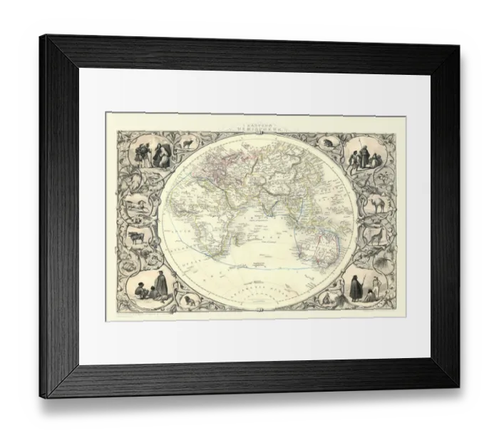 Framed Print : Eastern Hemisphere 1851 Framed Print : Eastern Hemisphere 1851