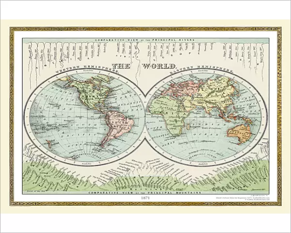 Old Map of the World 1871
