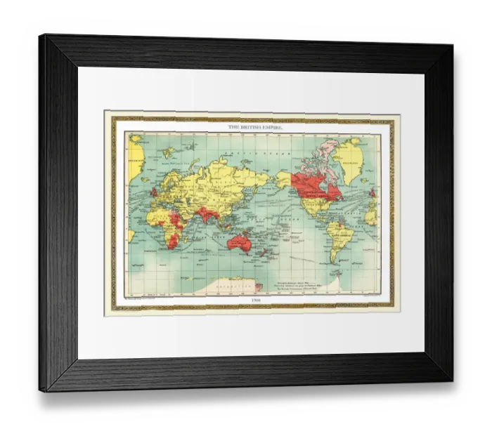 Framed Print : Old Map of the World 1908 Framed Print : Old Map of the World 1908