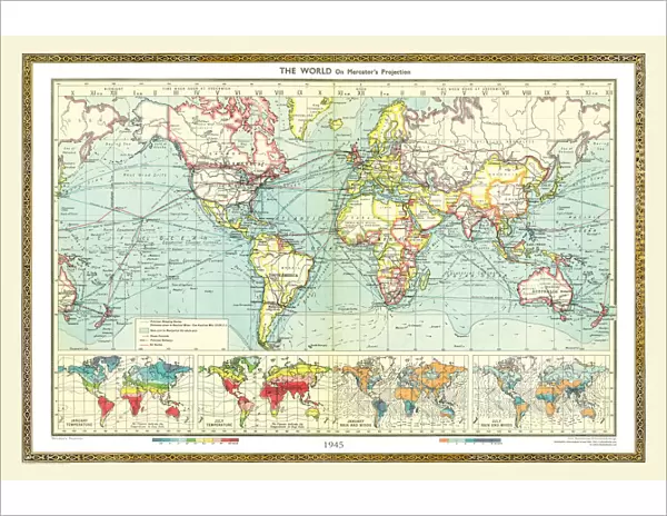 Old Map of the World 1945