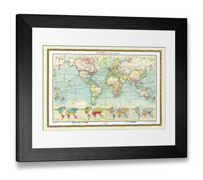 Framed Print : Old Map of the World 1945 Framed Print : Old Map of the World 1945
