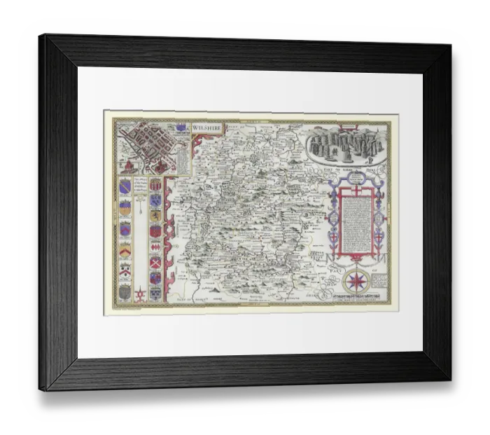 Framed Print : OldCounty Map of Wiltshire 1611 by John Speed