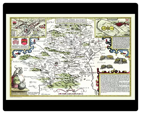Old County Map of Hertfordshire 1611 by John Speed