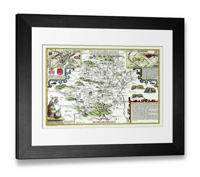 Framed Print : Old County Map of Hertfordshire 1611 by John Speed Framed Print : Old County Map of Hertfordshire 1611 by John Speed