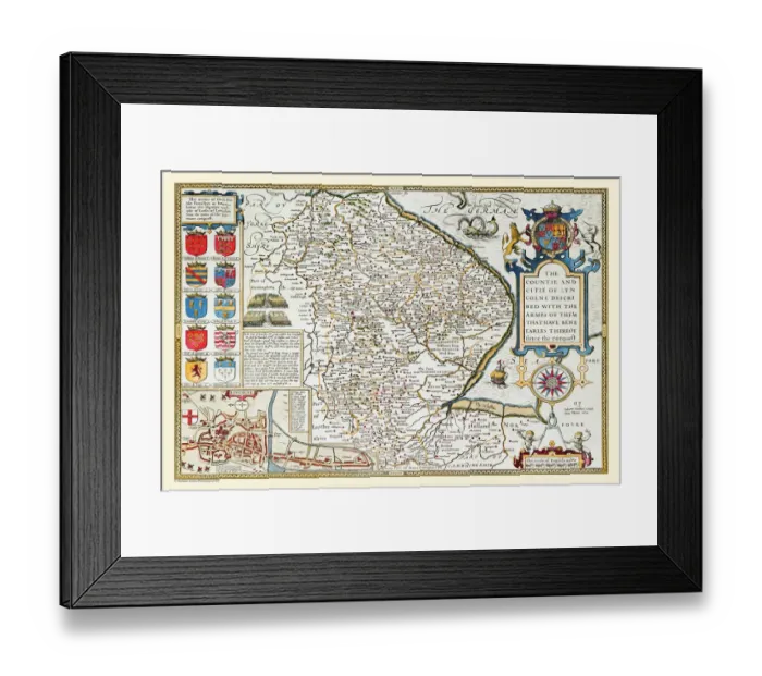 Framed Print : Old County Map of Lincolnshire 1611 by John Speed