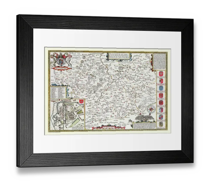 Framed Print : Old County Map of Leicestershire 1611 by John Speed