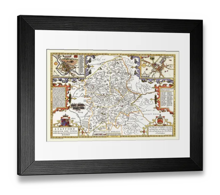 Framed Print : Old County Map of Staffordshire 1611 by John Speed