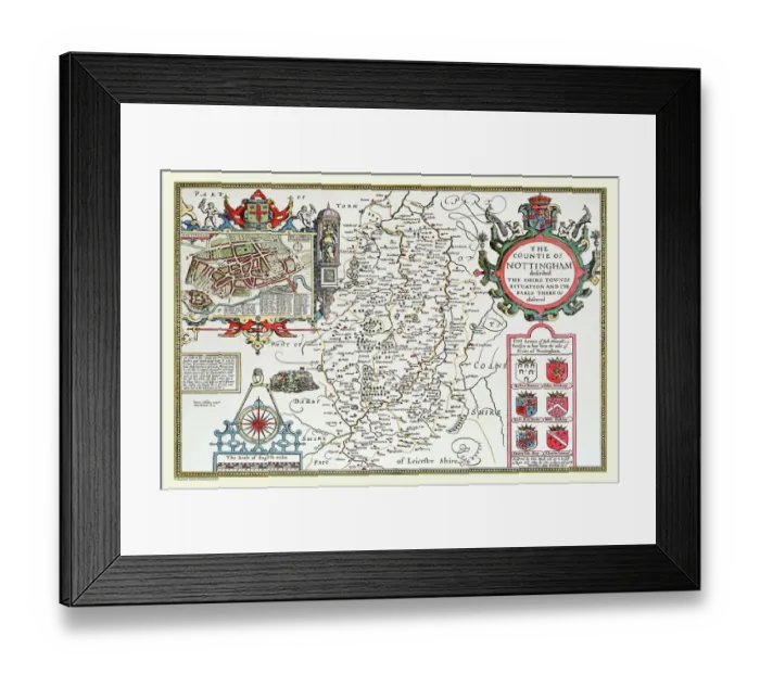 Framed Print : Old County Map of Nottinghamshire 1611 by John Speed Framed Print : Old County Map of Nottinghamshire 1611 by John Speed