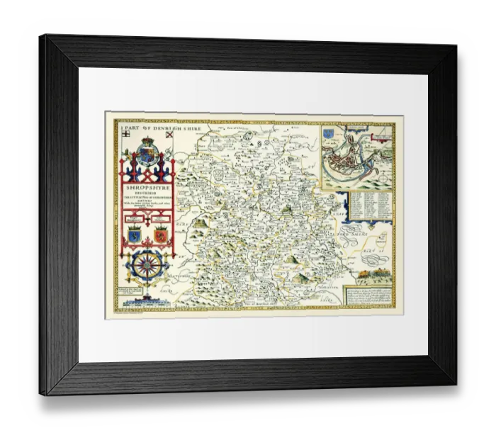 Framed Print : Old County Map of Shropshire 1611 by John Speed