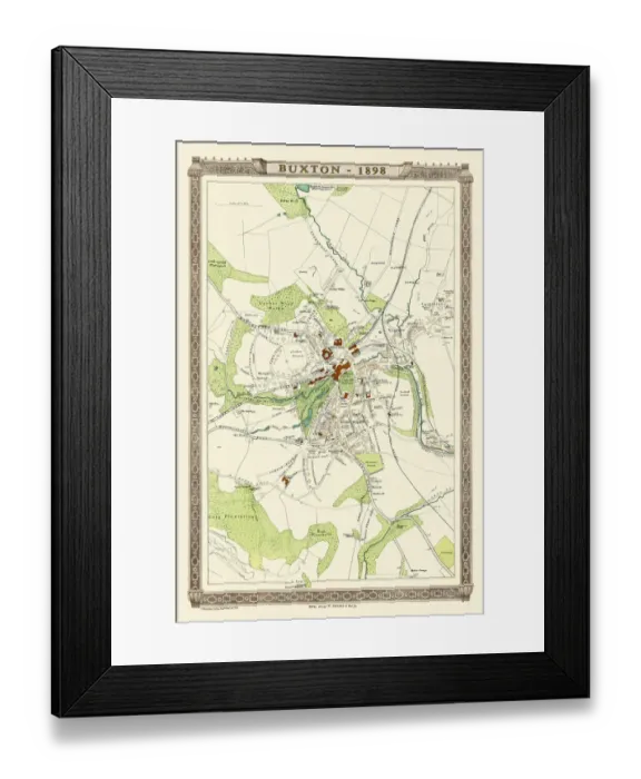 Framed Print : Old Map of Buxton 1898 from the Royal Atlas by Bartholomew Framed Print : Old Map of Buxton 1898 from the Royal Atlas by Bartholomew