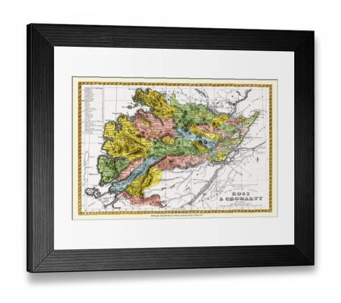 Framed Print : Old County Map of Ross and Cromarty Scotland 1847 by A&C Black Framed Print : Old County Map of Ross and Cromarty Scotland 1847 by A&C Black