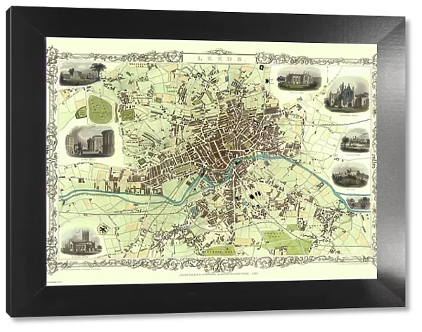 Old Map of Leeds 1851 by John Tallis