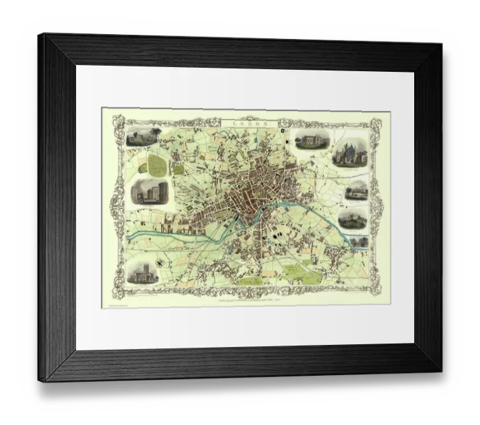 Framed Print : Old Map of Leeds 1851 by John Tallis Framed Print : Old Map of Leeds 1851 by John Tallis