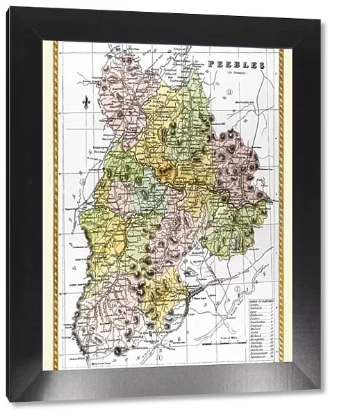 Old County Map of Peebles Scotland 1847 by A&C Black