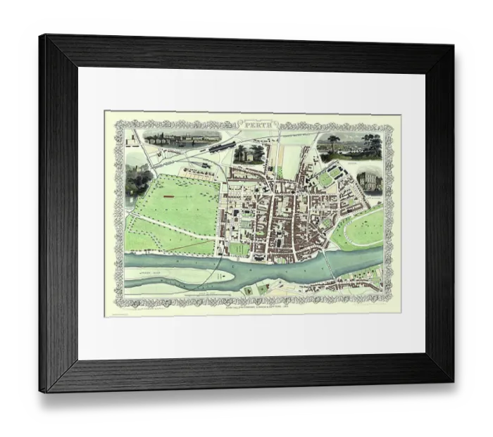 Framed Print : Old Map of Perth Scotland 1851 by John Tallis Framed Print : Old Map of Perth Scotland 1851 by John Tallis