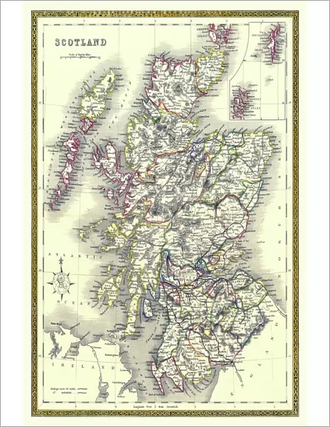 Old Map of Scotland 1852 by Henry George Collins