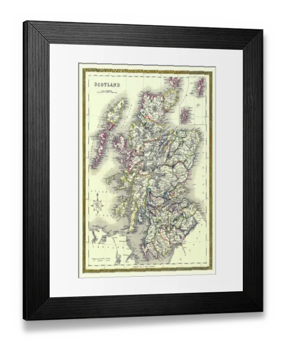 Framed Print : Old Map of Scotland 1852 by Henry George Collins Framed Print : Old Map of Scotland 1852 by Henry George Collins