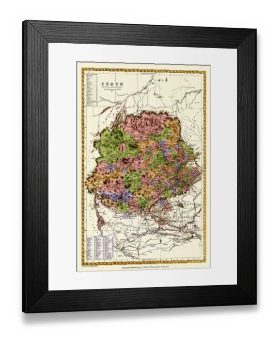 Framed Print : Old County Map of Perth Scotland 1847 by A&C Black Framed Print : Old County Map of Perth Scotland 1847 by A&C Black