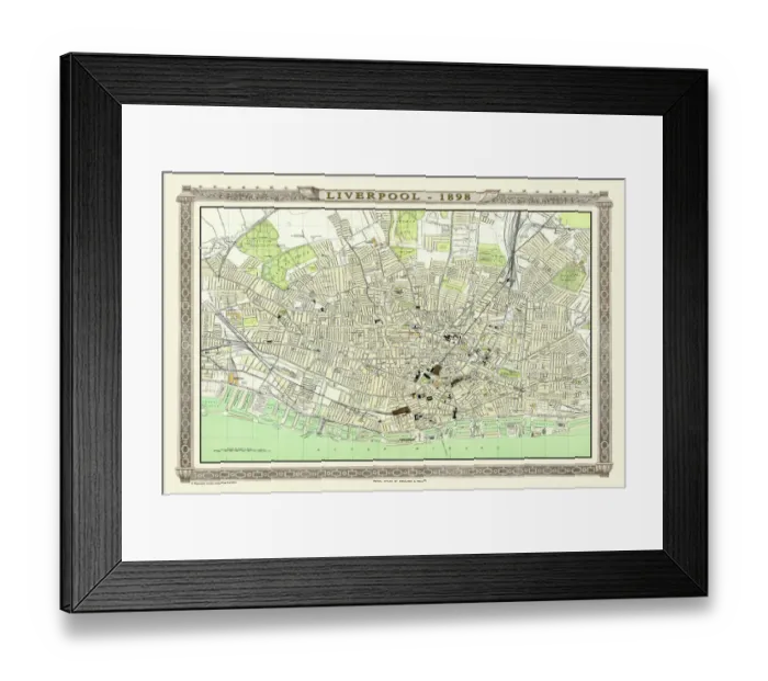 Framed Print : Old Map of Liverpool 1898 from the Royal Atlas by Bartholomew Framed Print : Old Map of Liverpool 1898 from the Royal Atlas by Bartholomew