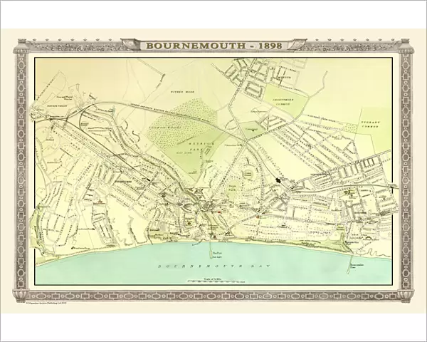 Old Map of Bournemouth 1898 from the Royal Atlas by Bartholomew