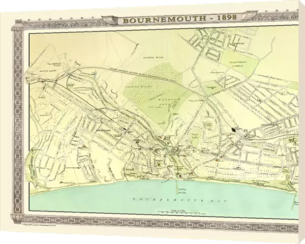 Old Map of Bournemouth 1898 from the Royal Atlas by Bartholomew