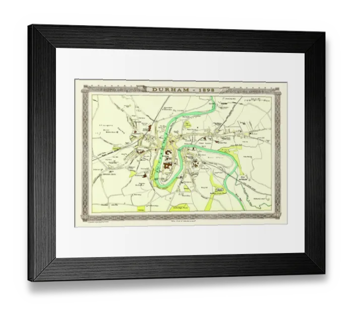 Framed Print : Old Map of Durham 1898 from the Royal Atlas by Bartholomew Framed Print : Old Map of Durham 1898 from the Royal Atlas by Bartholomew
