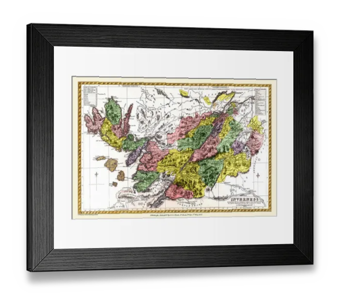 Framed Print : Old County Map of Inverness Scotland 1847 by A&C Black Framed Print : Old County Map of Inverness Scotland 1847 by A&C Black
