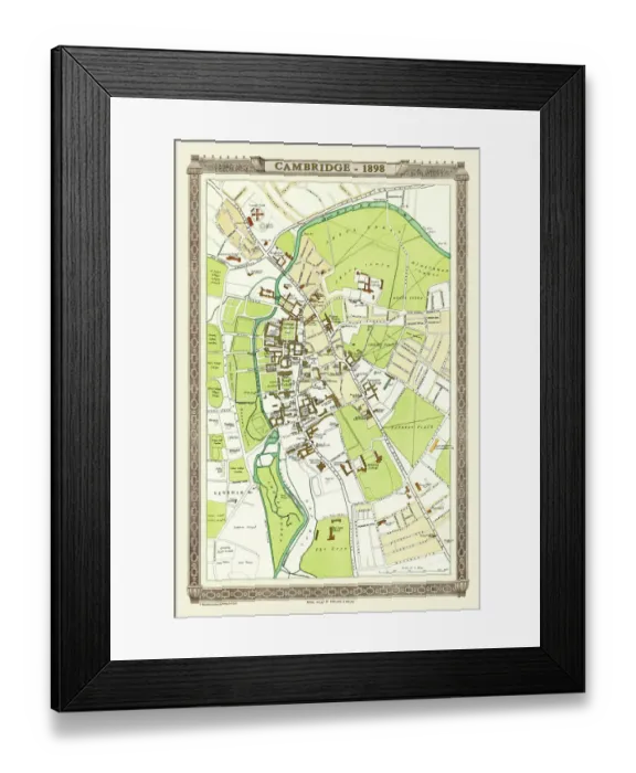 Framed Print : Old Map of Cambridge 1898 from the Royal Atlas by Bartholomew Framed Print : Old Map of Cambridge 1898 from the Royal Atlas by Bartholomew