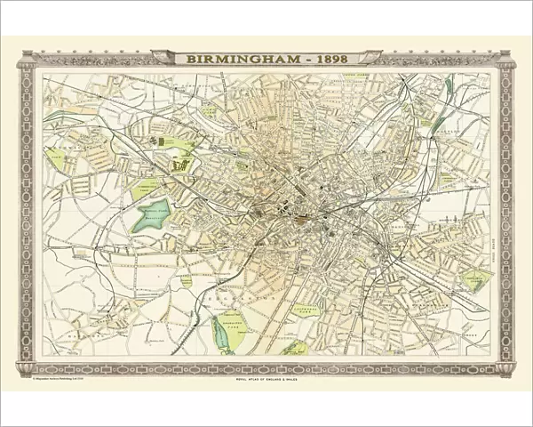 Old Map of Birmingham 1898 from the Royal Atlas by Bartholomew