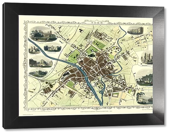 Old Map of York 1851 by John Tallis
