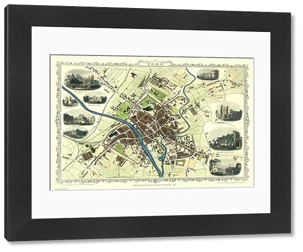 Old Map of York 1851 by John Tallis