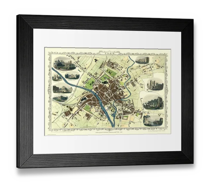 Framed Print : Old Map of York 1851 by John Tallis Framed Print : Old Map of York 1851 by John Tallis