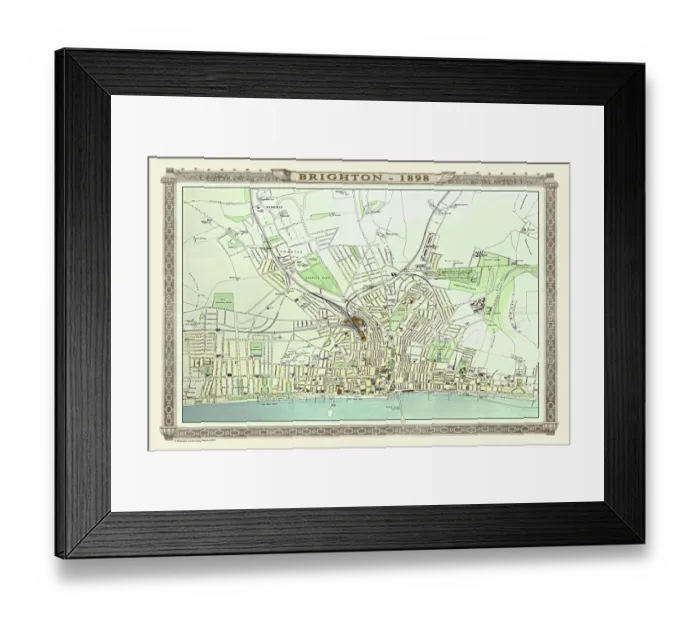 Framed Print : Old Map of Brighton 1898 from the Royal Atlas by Bartholomew Framed Print : Old Map of Brighton 1898 from the Royal Atlas by Bartholomew