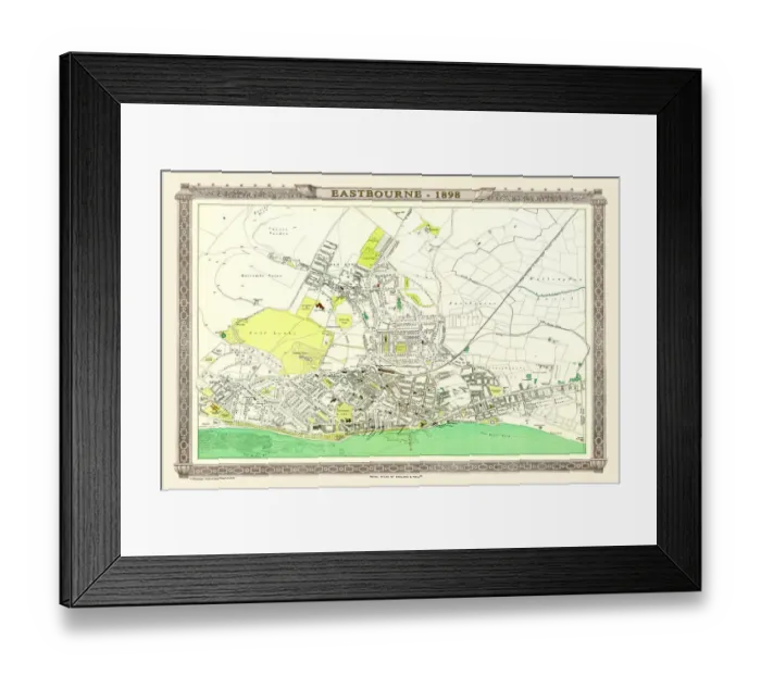 Framed Print : Old Map of Eastbourne 1898 from the Royal Atlas by Bartholomew Framed Print : Old Map of Eastbourne 1898 from the Royal Atlas by Bartholomew