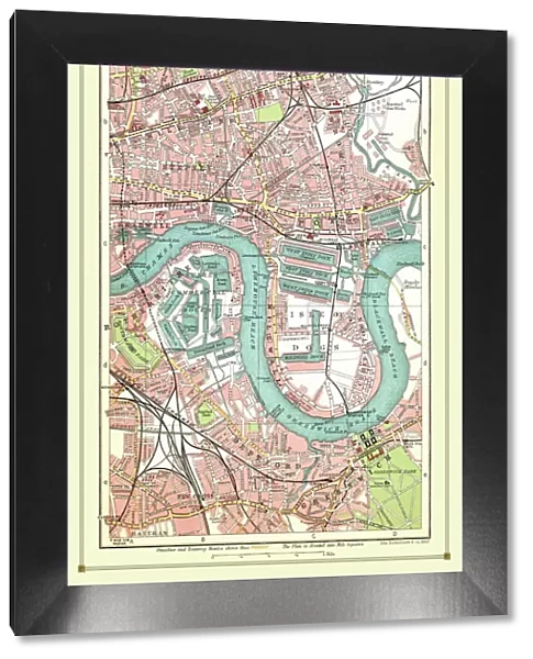 Old Street Map of The Isle of Dogs and River Thames at Greenwich 1908