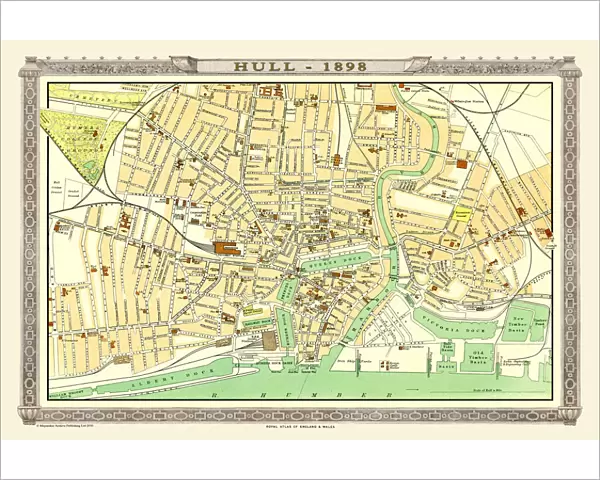 Old Map of Hull 1898 from the Royal Atlas by Bartholomew