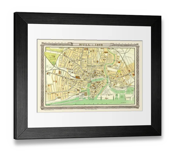 Framed Print : Old Map of Hull 1898 from the Royal Atlas by Bartholomew Framed Print : Old Map of Hull 1898 from the Royal Atlas by Bartholomew