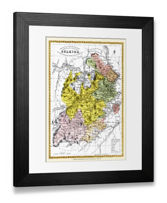 Framed Print : Old County Map of Selkirk Scotland 1847 by A&C Black Framed Print : Old County Map of Selkirk Scotland 1847 by A&C Black