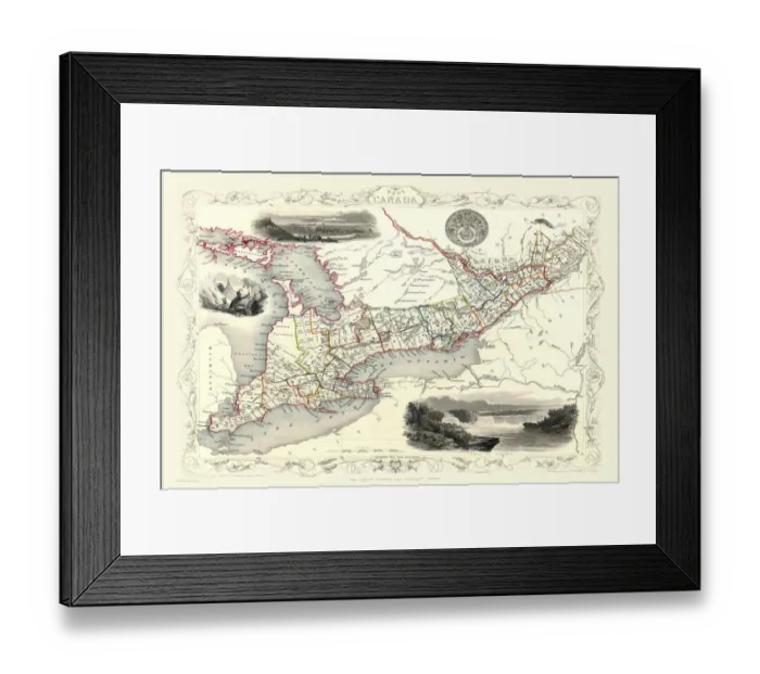 Framed Print : Old Map of West Canada 1851 by John Tallis Framed Print : Old Map of West Canada 1851 by John Tallis