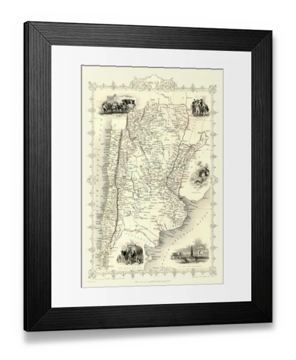 Framed Print : Old Map of Chile and La Plata 1851 by John Tallis Framed Print : Old Map of Chile and La Plata 1851 by John Tallis