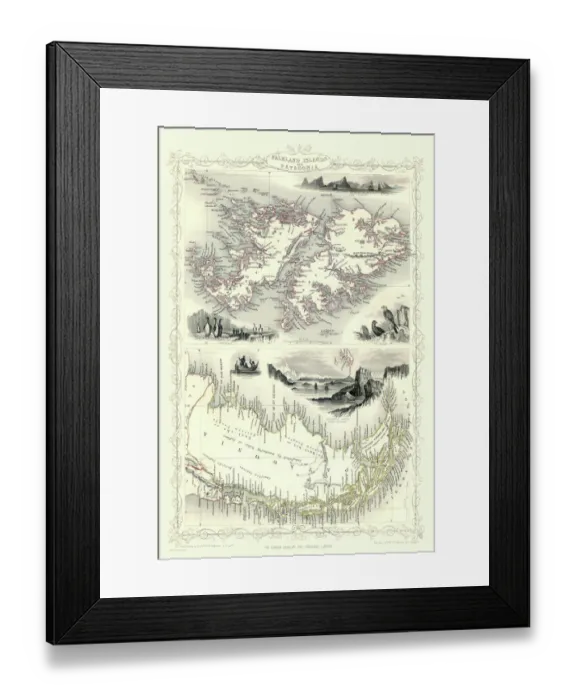 Framed Print : Old Map of Falkland Islands and Patagonia 1851 by John Tallis Framed Print : Old Map of Falkland Islands and Patagonia 1851 by John Tallis
