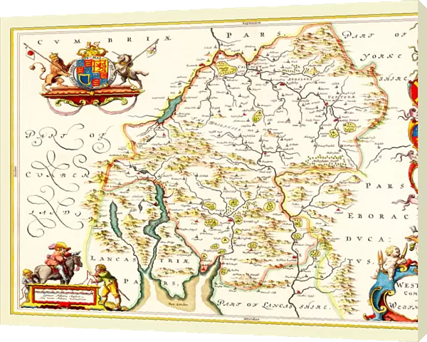 Old County Map of Westmoreland 1648 by Johan Blaeu from the Atlas Novus