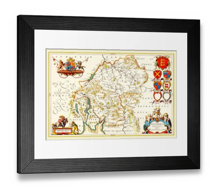 Framed Print : Old County Map of Westmoreland 1648 by Johan Blaeu from the Atlas Novus Framed Print : Old County Map of Westmoreland 1648 by Johan Blaeu from the Atlas Novus