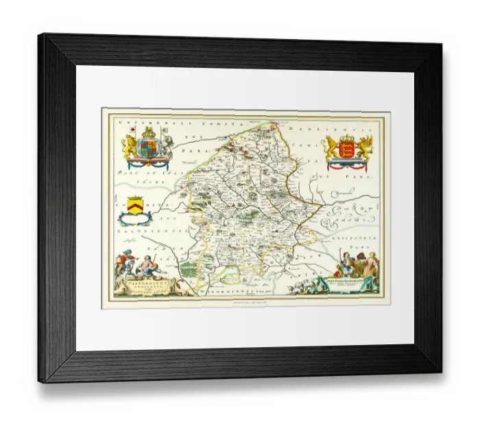 Framed Print : Old County Map of Staffordshire 1648 by Johan Blaeu from the Atlas Novus