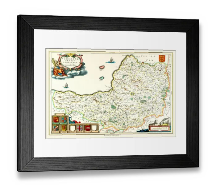 Framed Print : Old County Map of Somersetshire 1648 by Johan Blaeu from the Atlas Novus Framed Print : Old County Map of Somersetshire 1648 by Johan Blaeu from the Atlas Novus