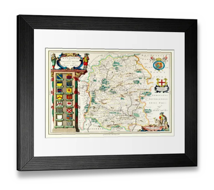 Framed Print : Old County Map of Wiltshire 1648 by Johan Blaeu from the Atlas Novus Framed Print : Old County Map of Wiltshire 1648 by Johan Blaeu from the Atlas Novus