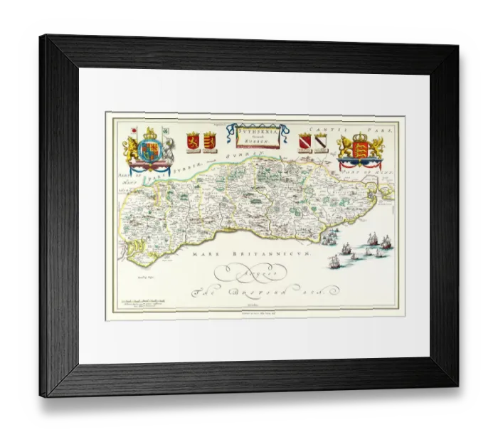 Framed Print : Old County Map of Sussex 1648 by Johan Blaeu from the Atlas Novus Framed Print : Old County Map of Sussex 1648 by Johan Blaeu from the Atlas Novus