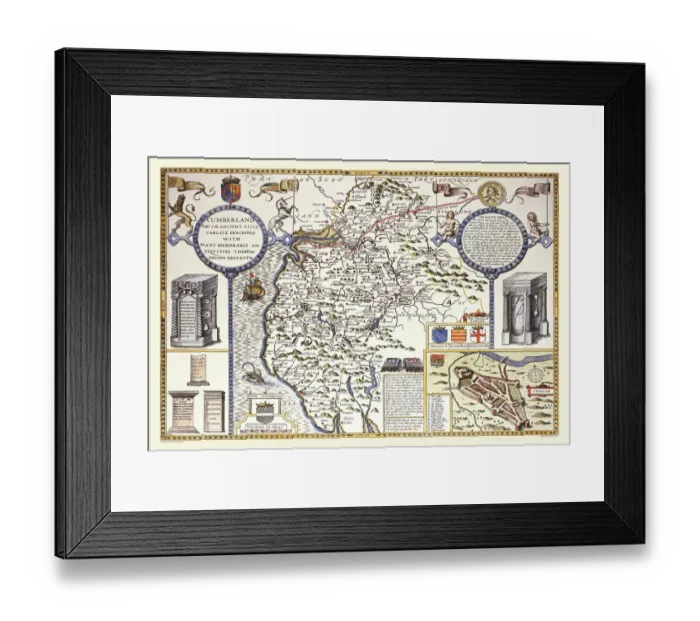 Framed Print : Old County Map of Cumberland 1611 by John Speed Framed Print : Old County Map of Cumberland 1611 by John Speed
