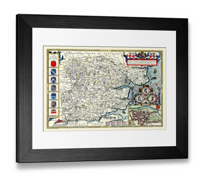 Framed Print : Old County Map of Essex 1611 by John Speed Framed Print : Old County Map of Essex 1611 by John Speed